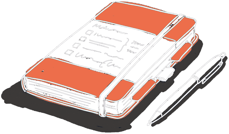 Notebook, Tabs, Checklist, Pen